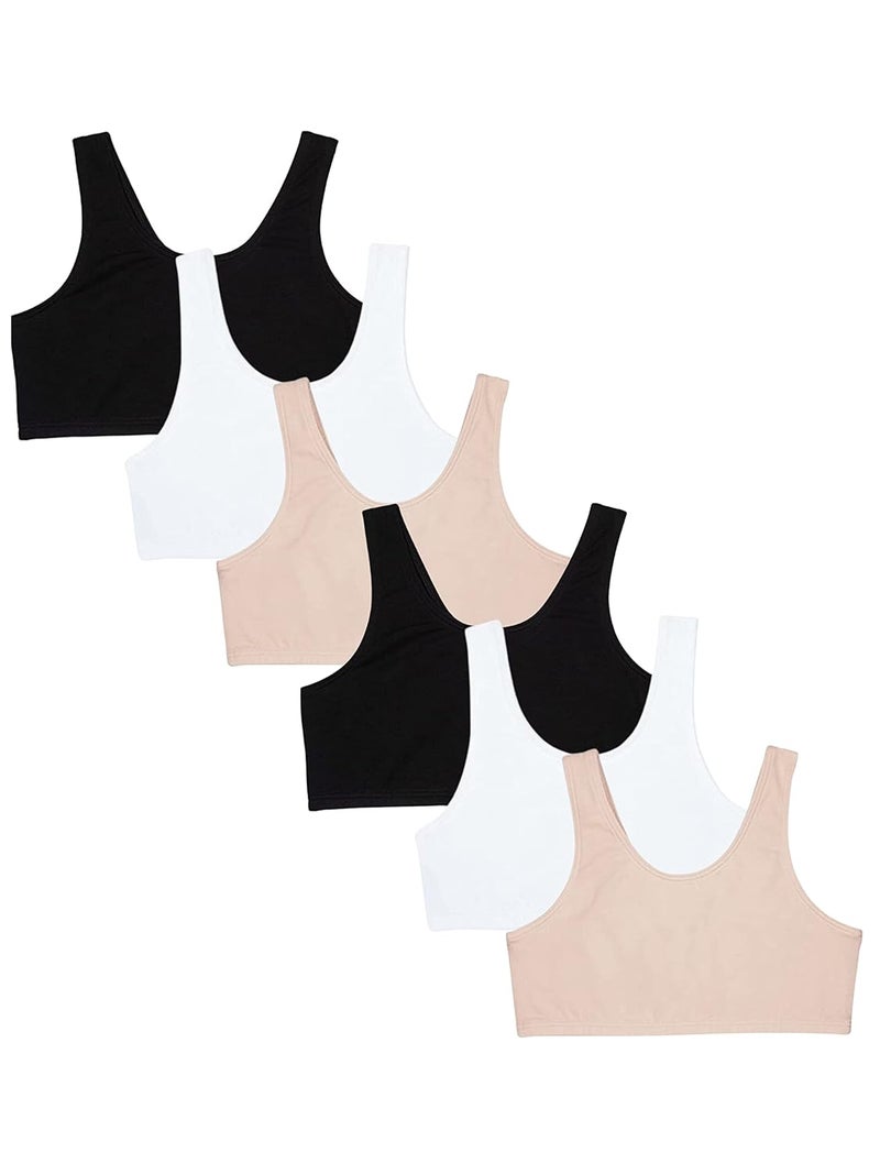 Mysha Sports Bra for Women & Girls - Pack of 6 Cotton Full Coverage Non-Padded Non-Wired T-Shirt Gym Workout Bras - Image 1